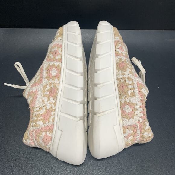 Free People Crochet Platform Sneakers Women's Size 40 US 9 Cream Beige Pink - Picture 6 of 14